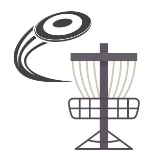 disc golf goal with frisbee