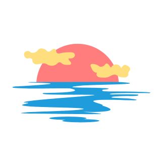 Red sunset with orange clouds over the water