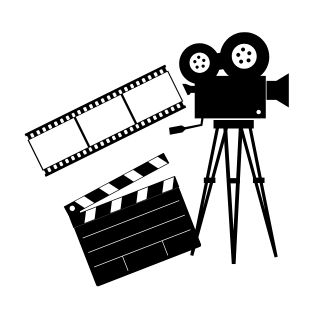 A camera and film equipment used to make a movie