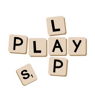 Scrabble tiles from the popular word game. The tiles read Play and Lap