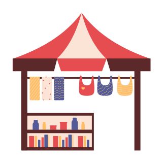 vendor stall showcasing various goods for sale
