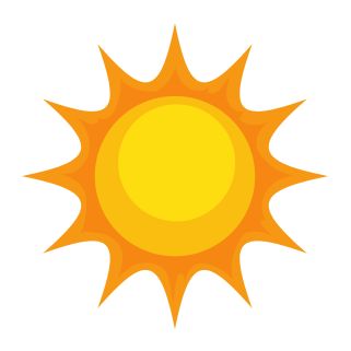Summer Yellow sun with orange rays