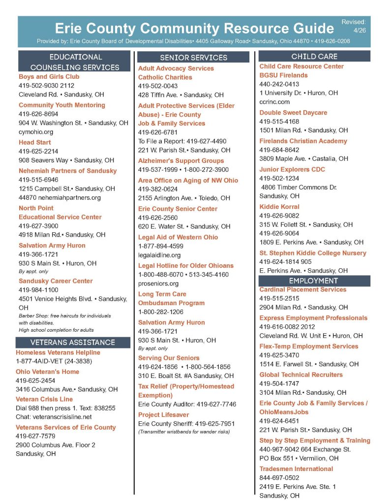 Erie County Community Resource Guide Page 1