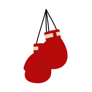 A pair of red boxing gloves tied up with string
