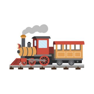 Red and gold steam train