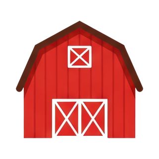Red barn with white doorframes