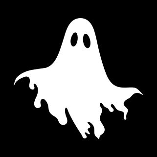 White ghost on black background