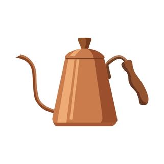 Copper kettle with a handle and spout