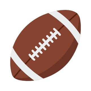 Brown American football with white stitching